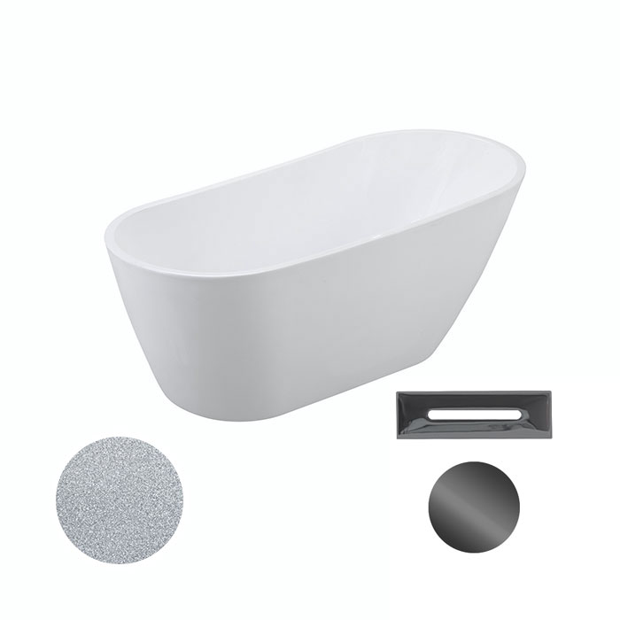 Besco Akrylátová volně stojící vana Melody Glam S 150x80 (170x80) Barva: Bílá/stříbrná