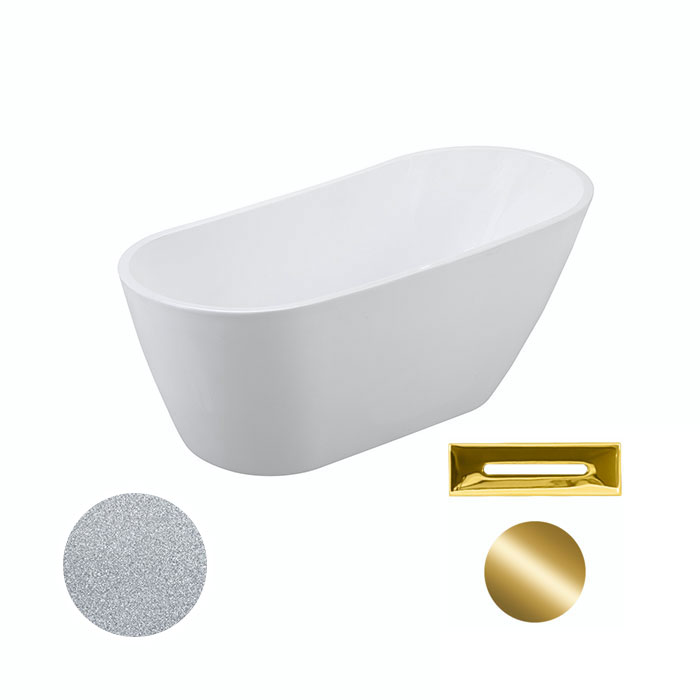 Besco Akrylátová volně stojící vana Melody Glam S 150x80 (170x80) Barva: Bílá/stříbrná