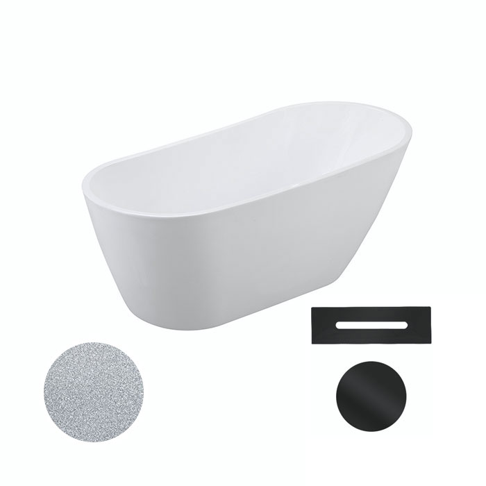 Besco Akrylátová volně stojící vana Melody Glam S 150x80 (170x80) Barva: Bílá/stříbrná