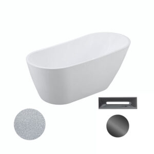 Besco Akrylátová volně stojící vana Melody Glam S 150x80 (170x80) Barva: Bílá/stříbrná