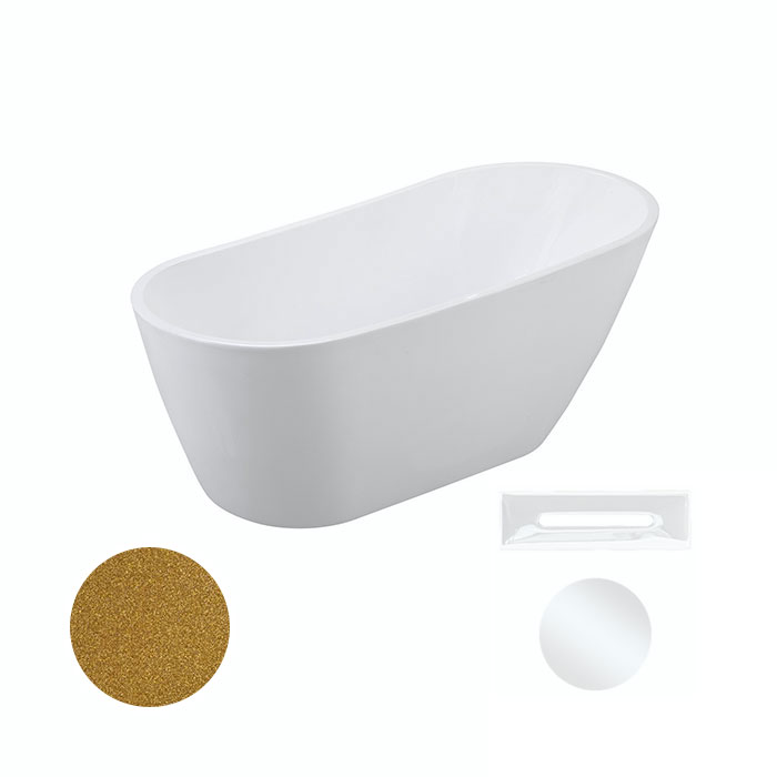 Besco Akrylátová volně stojící vana Melody Glam Z 150x80 (170x80) Barva: Bílá/zlatá