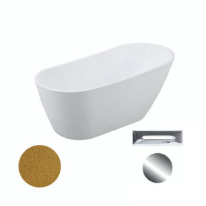 Besco Akrylátová volně stojící vana Melody Glam Z 150x80 (170x80) Barva: Bílá/zlatá