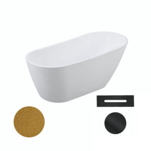 Besco Akrylátová volně stojící vana Melody Glam Z 150x80 (170x80) Barva: Bílá/zlatá