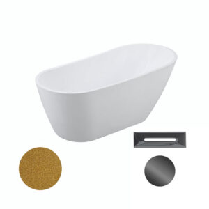 Besco Akrylátová volně stojící vana Melody Glam Z 150x80 (170x80) Barva: Bílá/zlatá