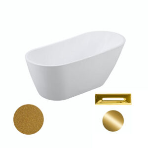Besco Akrylátová volně stojící vana Melody Glam Z 150x80 (170x80) Barva: Bílá/zlatá