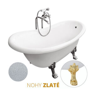 Besco Akrylátová volně stojící vana Otylia Glam S 160x77 (170x77) s přepadem Rozměry (cm): 170x77
