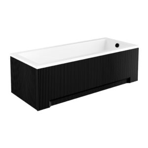 Besco Univerzální krycí panel UNI RYFLE BLACK k obdélníkové vaně Besco