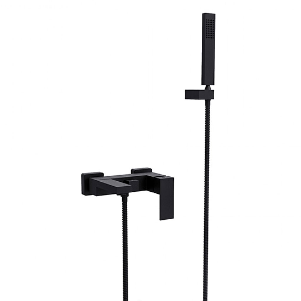 Besco Vanová nástěnná baterie se sprchovým kompletem Modern / Varium VBN B Černá mat