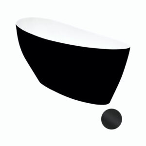Besco Volně stojící vana z litého mramoru Keya BW Matt 165x70 Barva: Bílá/černá