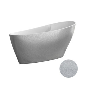Besco Volně stojící vana z litého mramoru Keya Glam 165x70 Barva: Bílá/stříbrná