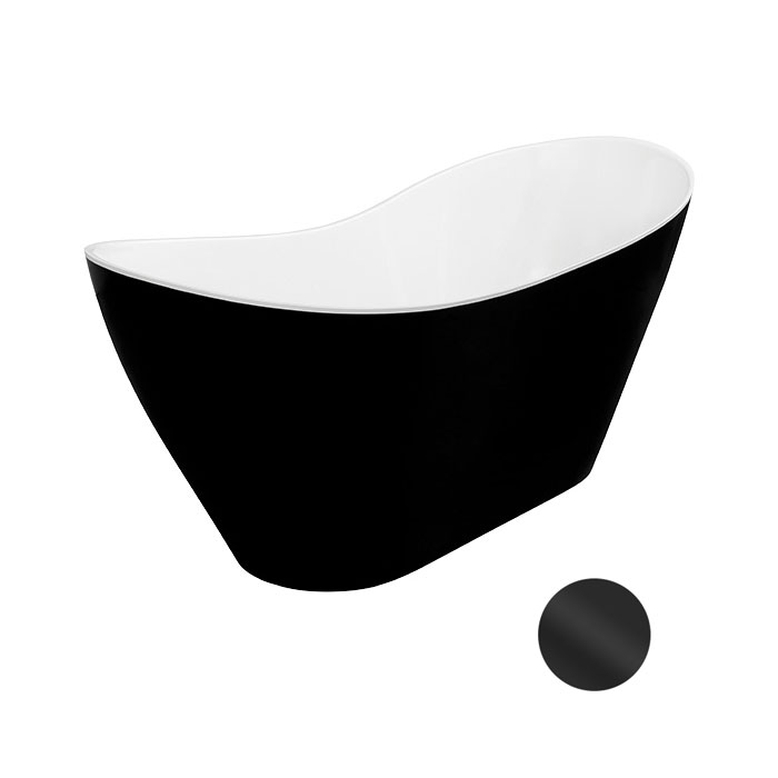 Besco Volně stojící vana z litého mramoru Viya BW 160x70 (170x71) Barva: Bílá/černá