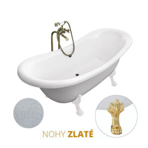 Besco Volně stojící vana ze sanitárního kompozitu Amelia Glam S 190x77 s přepadem Typ a barva výpustě: bez odpadového sifonu