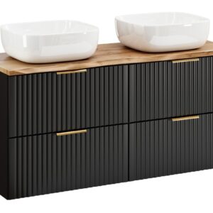 Comad Závěsná skříňka Casad Nature Smile s deskou a umyvadly 120 cm dub wotan/černá