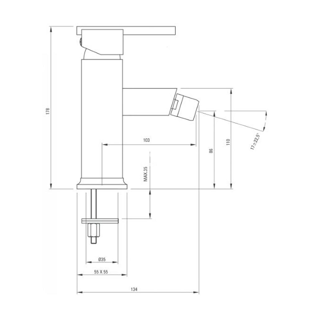 Deante Bidetová stojánková baterie Cubic - BDD 031M - Obrázek 2