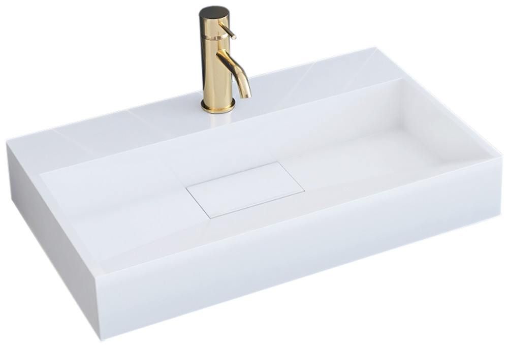 Deskové umyvadlo z konglomerátu REA GOYA 60x37 cm bílé