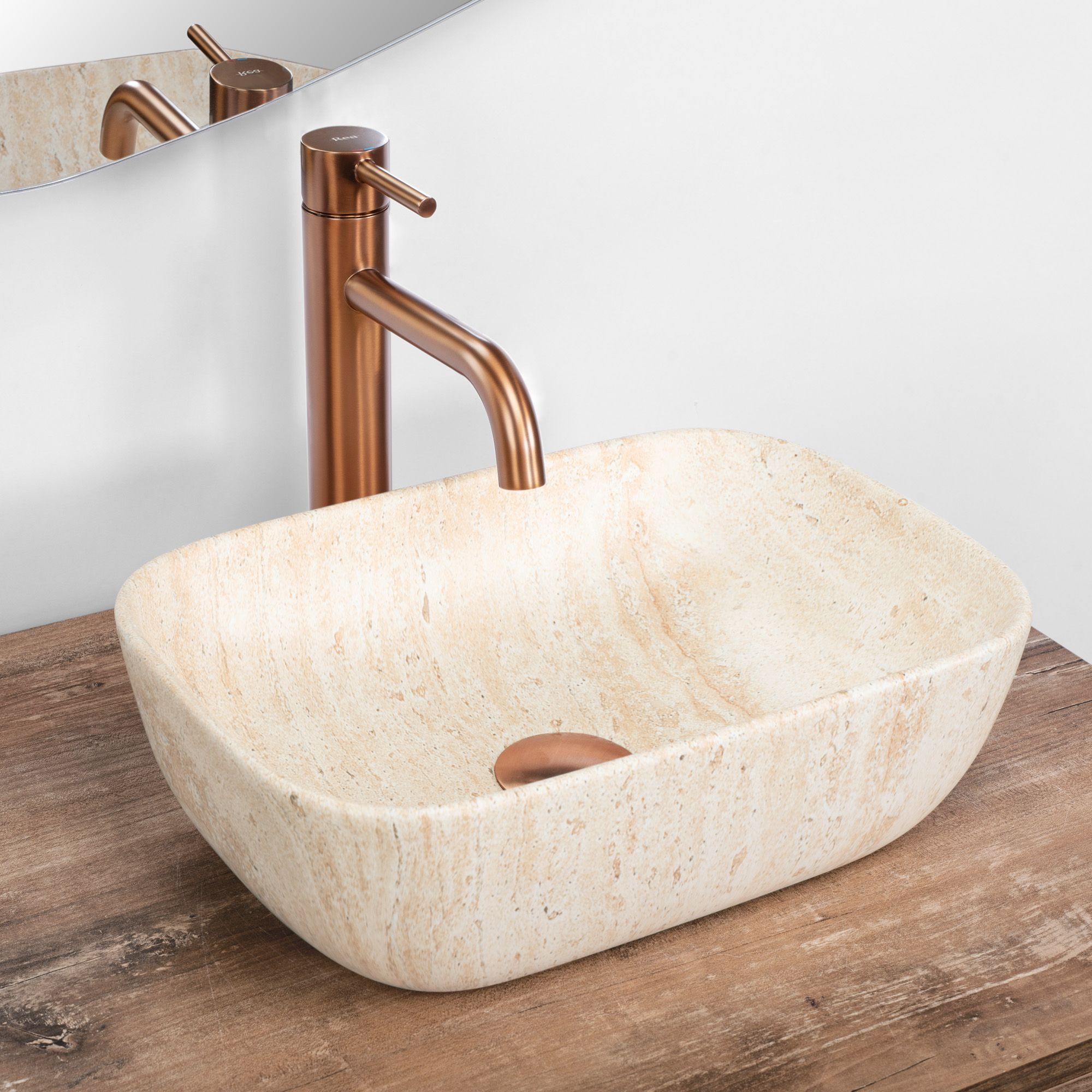 Keramické umyvadlo na desku REA BELINDA MINI travertine mat - Obrázek 2