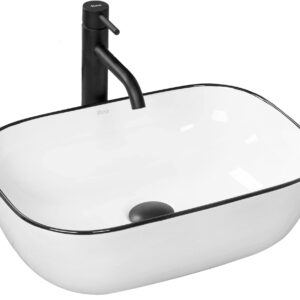 Keramické umyvadlo na desku REA MARBEL bílé/černé