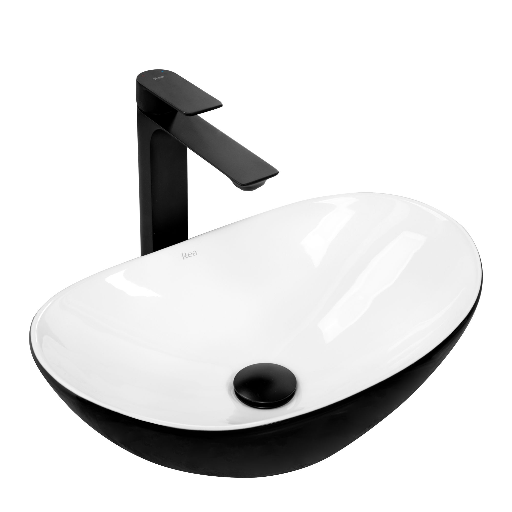 Keramické umyvadlo na desku REA ROYAL MINI BLACK WHITE 48x30