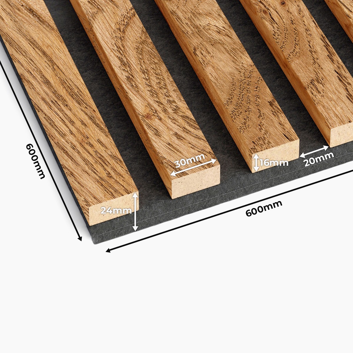 Lameo Akustický panel 3D na filcu - dýhovaný dub 60x60cm - Obrázek 2