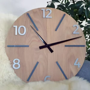 ModernClock Dřevěné nástěnné hodiny Aksel 60 cm dub přírodní/černé/šedé