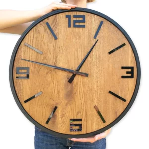 ModernClock Dřevěné nástěnné hodiny Arabik 50 cm dub přírodní/černé
