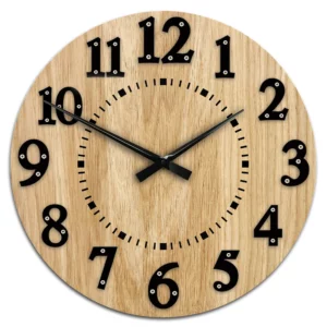 ModernClock Dřevěné nástěnné hodiny Malibu 49 cm dub přírodní/černé