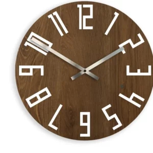 ModernClock Nástěnné hodiny slim Dub tmavě hnědé