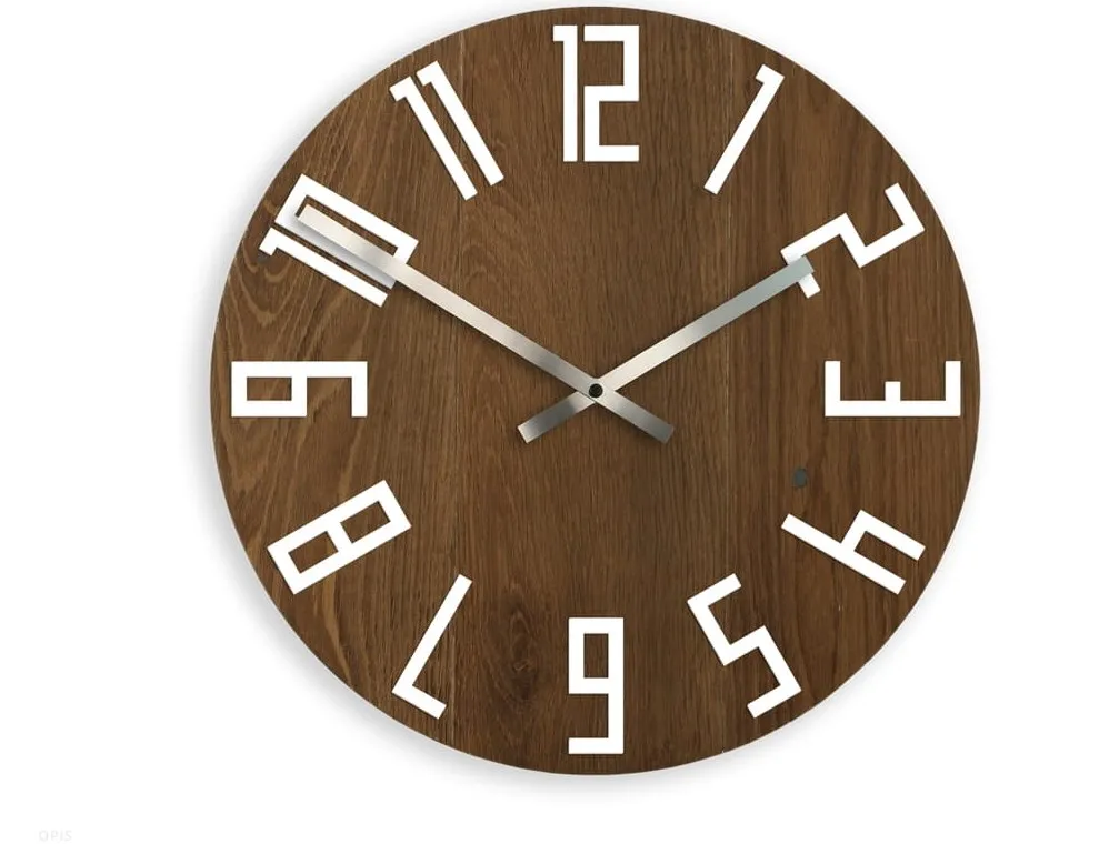 ModernClock Nástěnné hodiny slim Dub tmavě hnědé
