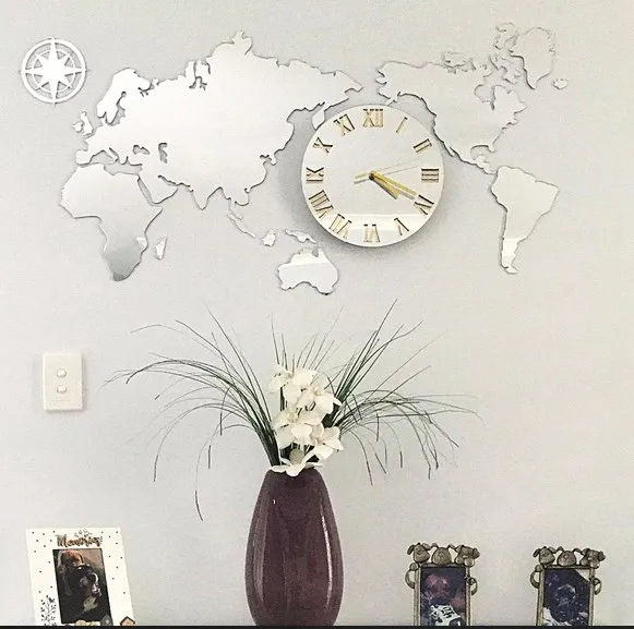 ModernClock Nástěnné samolepící hodiny Mapas 110x55 cm zrcadlové - Obrázek 2