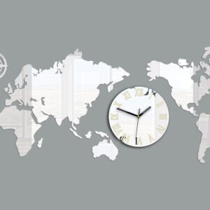 ModernClock Nástěnné samolepící hodiny Mapas 110x55 cm zrcadlové