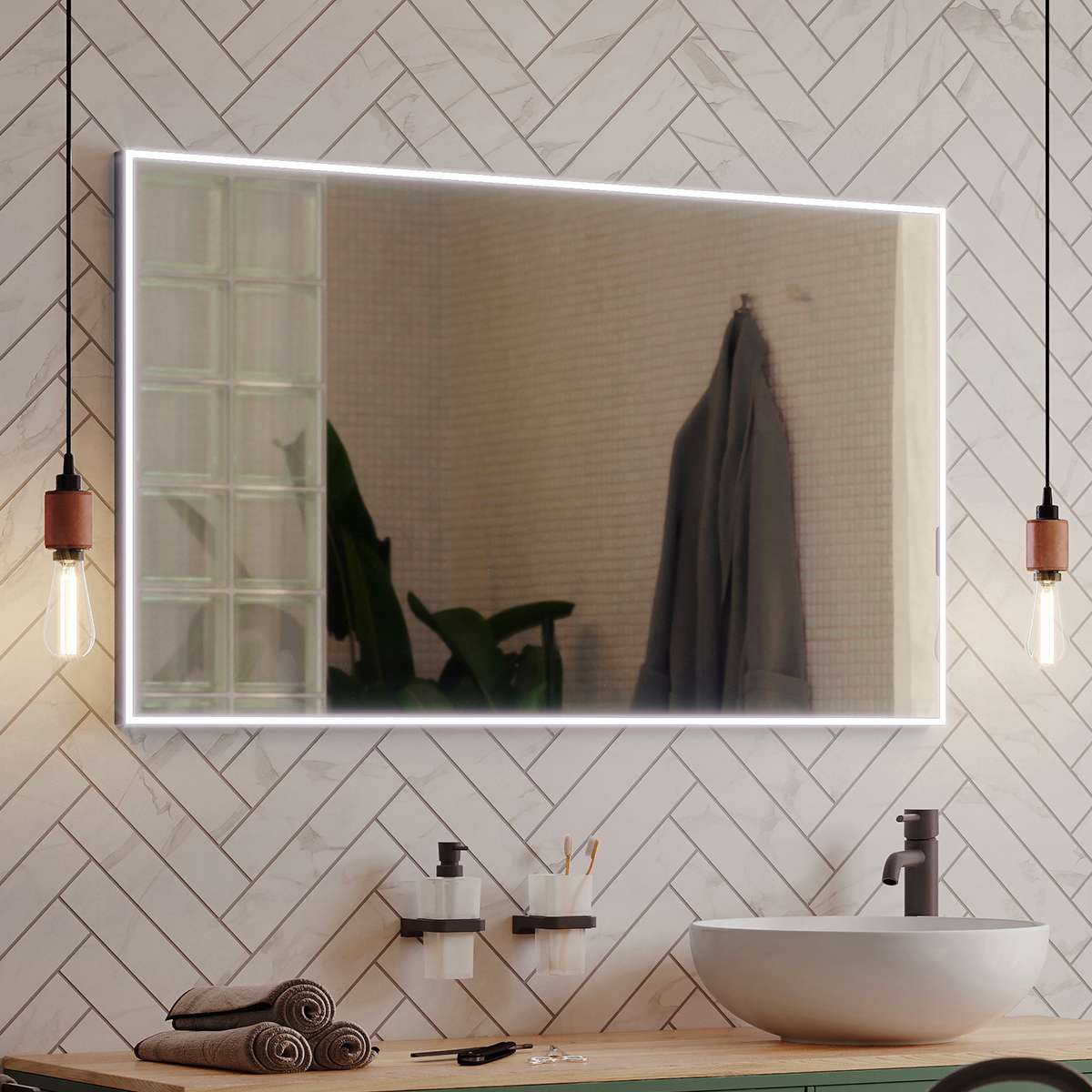 Nimco Černé LED zrcadlo 800x700 - ZPC 13003-90