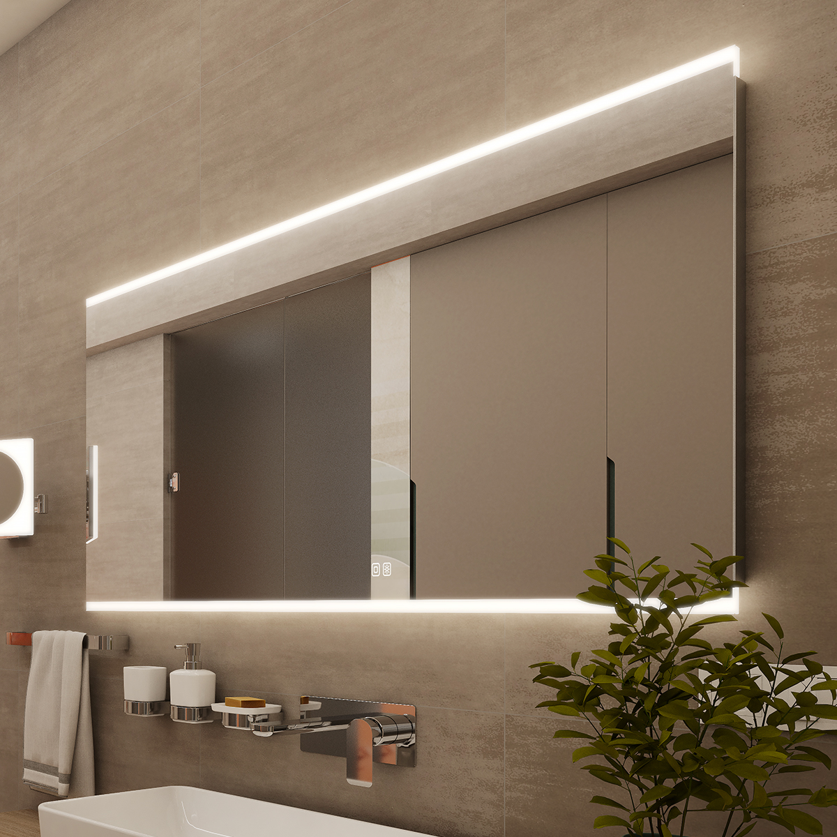 Nimco LED zrcadlo 1400x700 se dvěma dotykovými senzory - ZP 12008VX