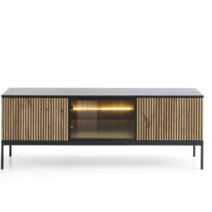 Piaski TV stolek Sento s LED osvětlením 154 cm dub wotan/ černý