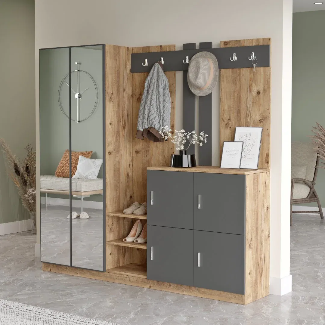 Předsíňová stěna Houseland Gibson borovice Atlantic/antracitově šedá - Obrázek 2