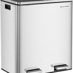 SONGMICS Odpadkový koš na tříděný odpad 2 x 30 L stříbrný