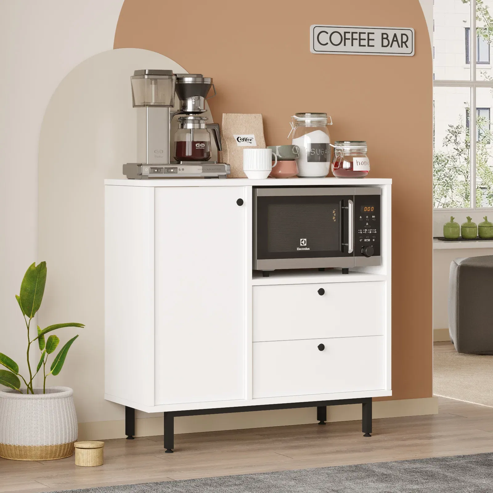 Skříňka na mikrovlnku Houseland Royce 01 bílá - Obrázek 2