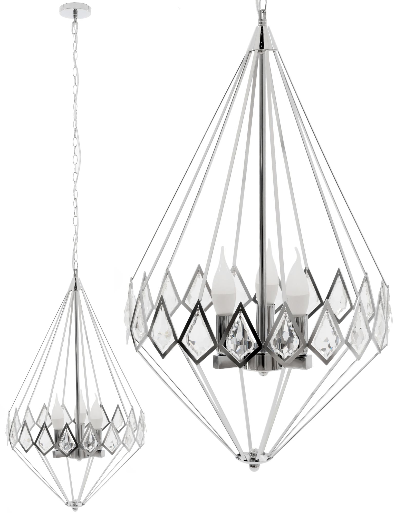 Toolight Diamantová křišťálová závěsná lampa APP767-3CP