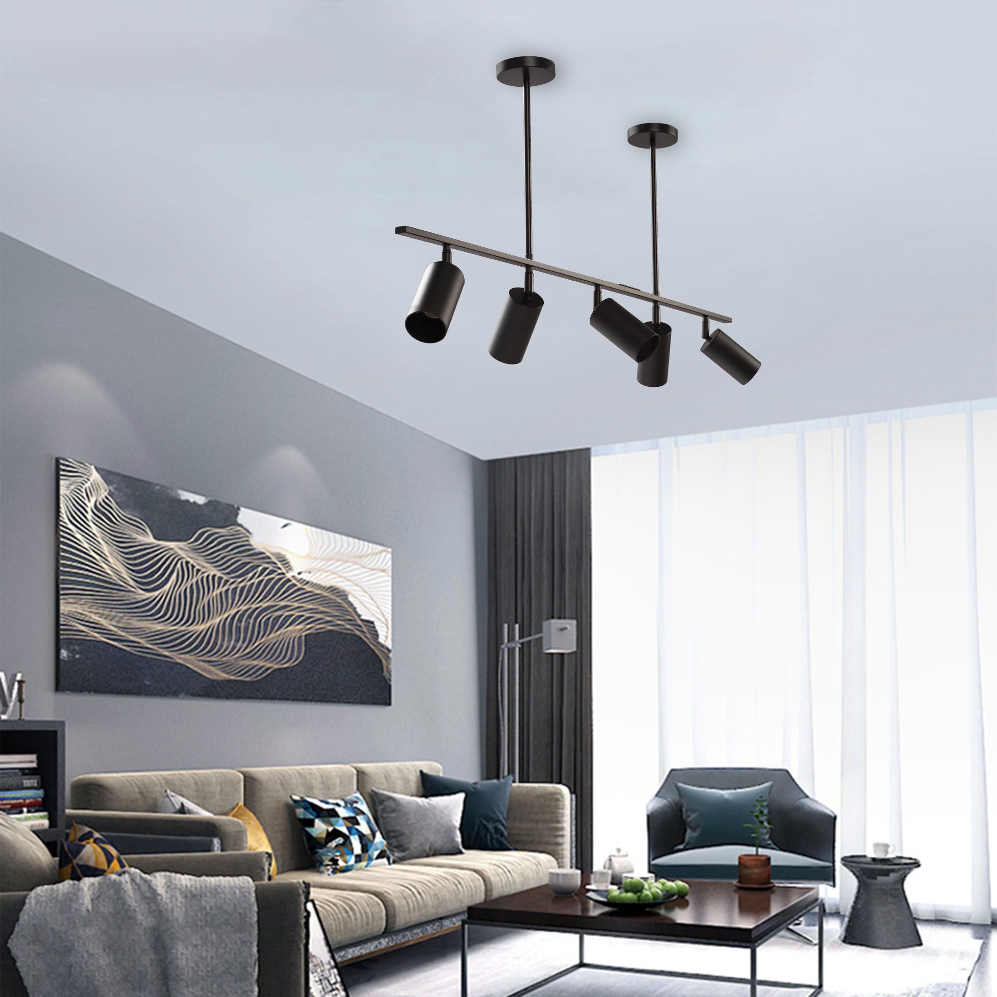 Toolight Kovová závěsná lampa APP611-5C černá - Obrázek 2