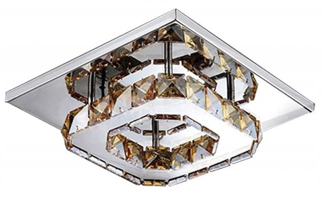 Toolight Křišťálová stropní lampa Square Plafon Glamour 8W -Teplá bílá 3000K - APP405-C APP406-C