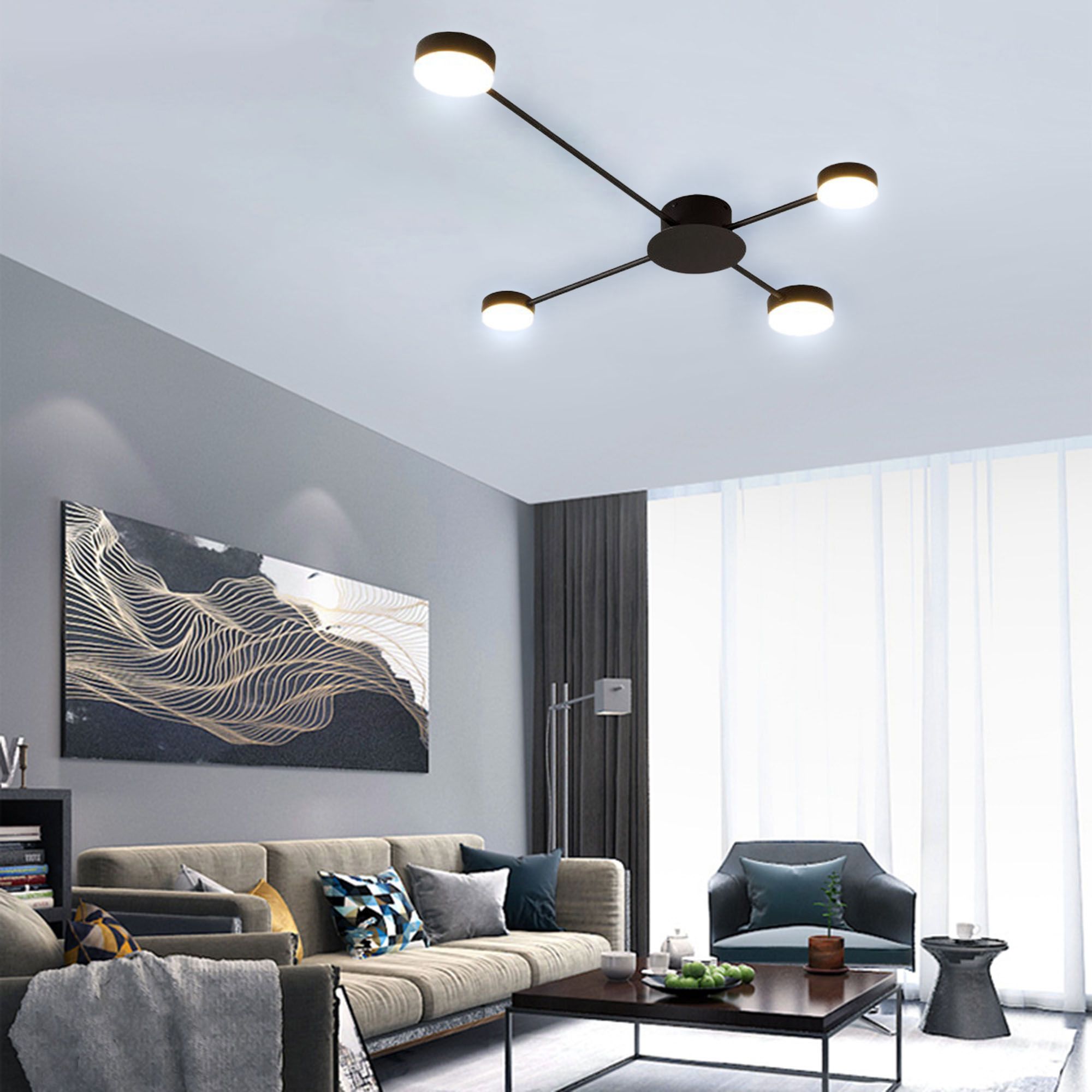 Toolight LED čtyřramenná stropní lampa APP519-4C černá - Obrázek 2