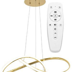 Toolight Moderní LED závěsné stropní svítidlo Ring + dálkové ovládání APP394-CP Gold