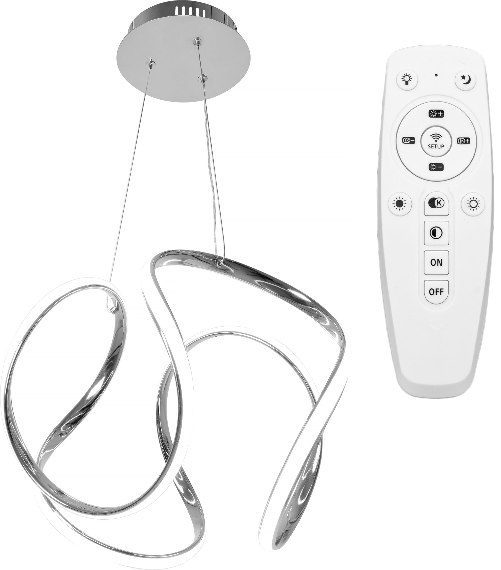 Toolight Moderní závěsná stropní lampa LED + dálkový ovladač CHROME APP385-CP