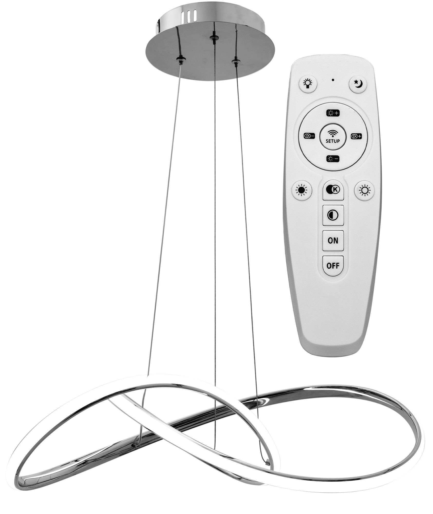 Toolight Moderní závěsné stropní svítidlo LED + dálkové ovládání APP393-CP chrom
