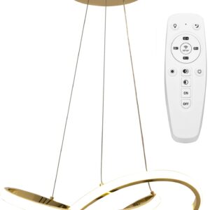 Toolight Moderní závěsný stropní světelný kruh LED + dálkový ovladač APP390-CP zlatý