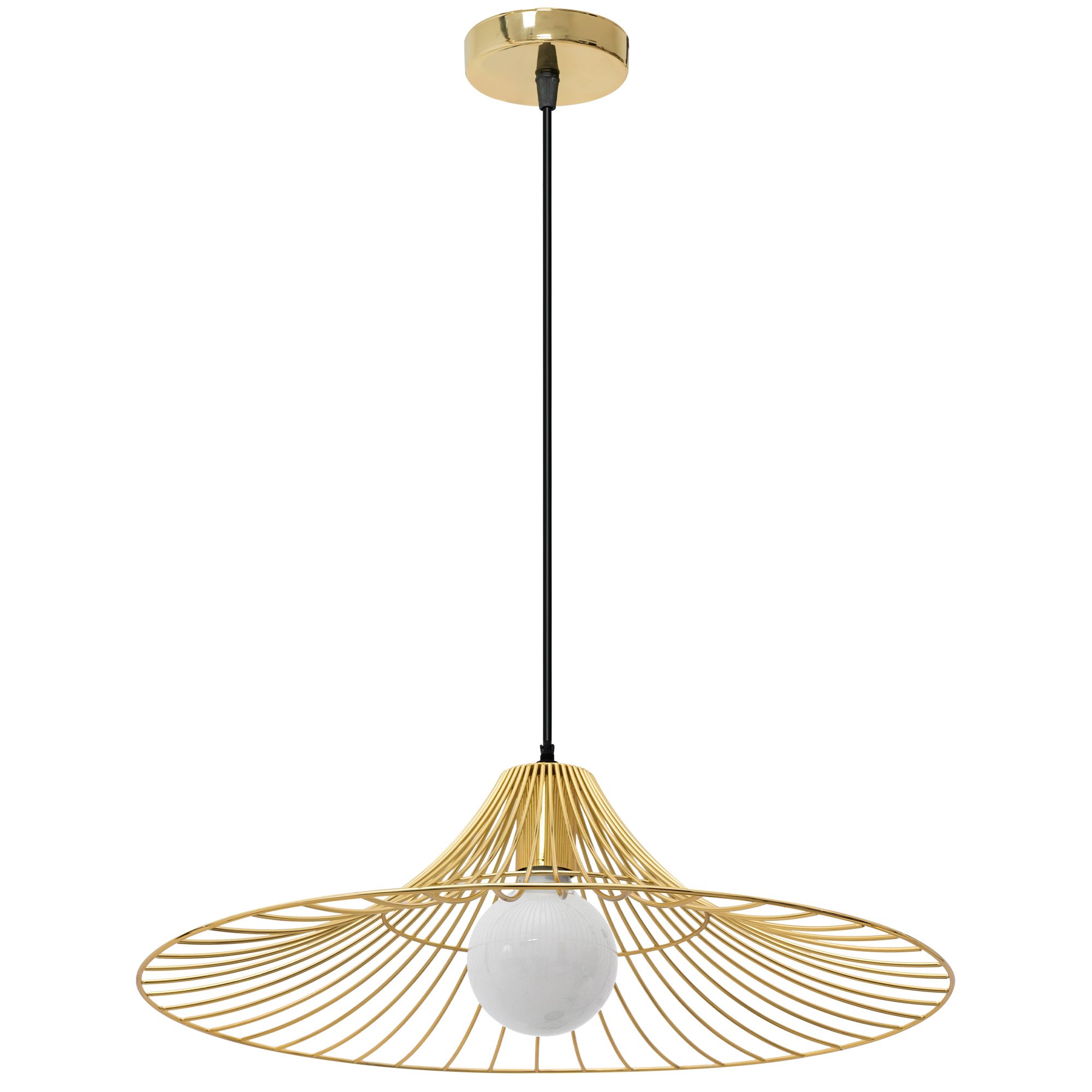 Toolight Plochá kulatá závěsná stropní lampa Loft zlatá APP499-1CP - Obrázek 2