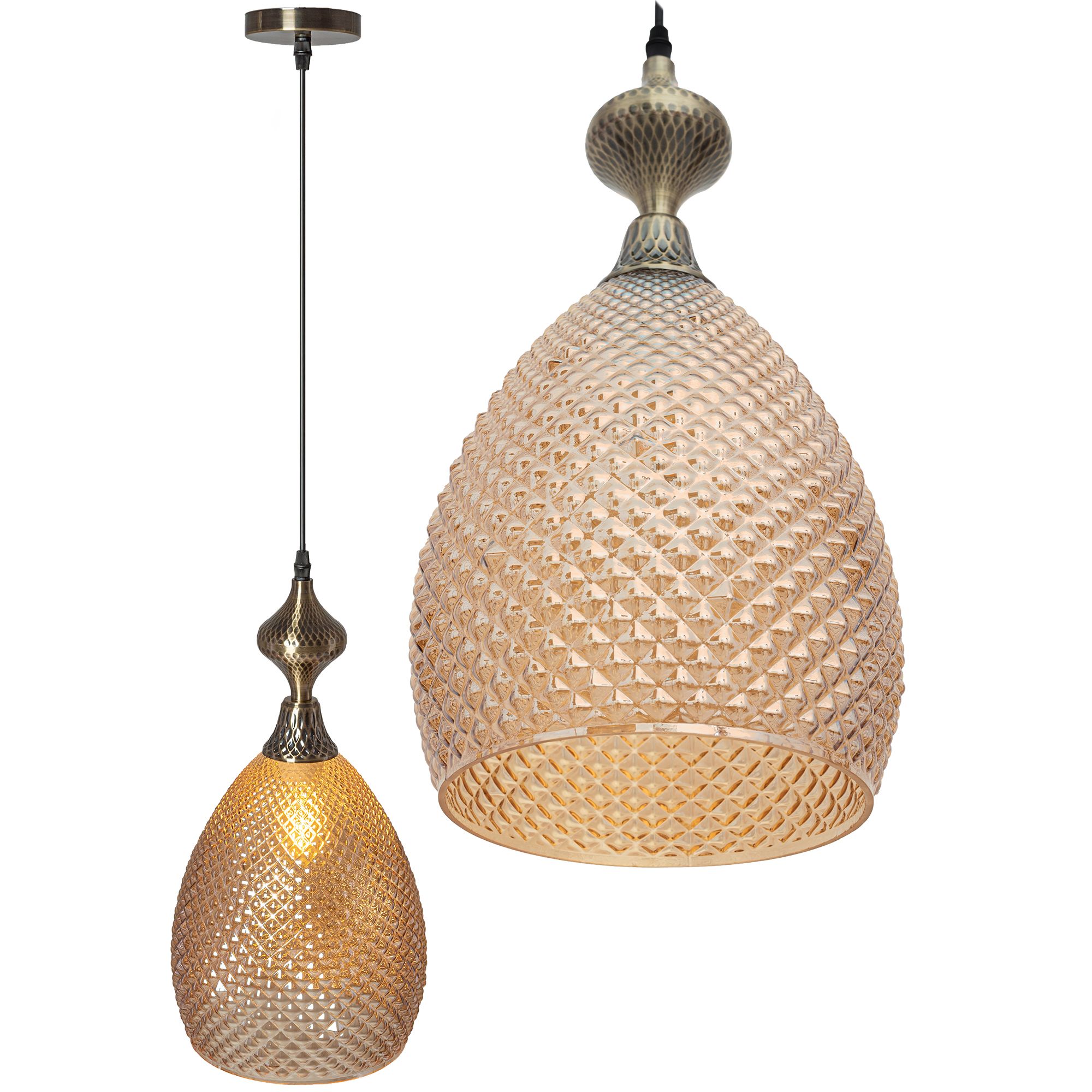 Toolight Skleněná stropní lampa oranžová APP432-1CP