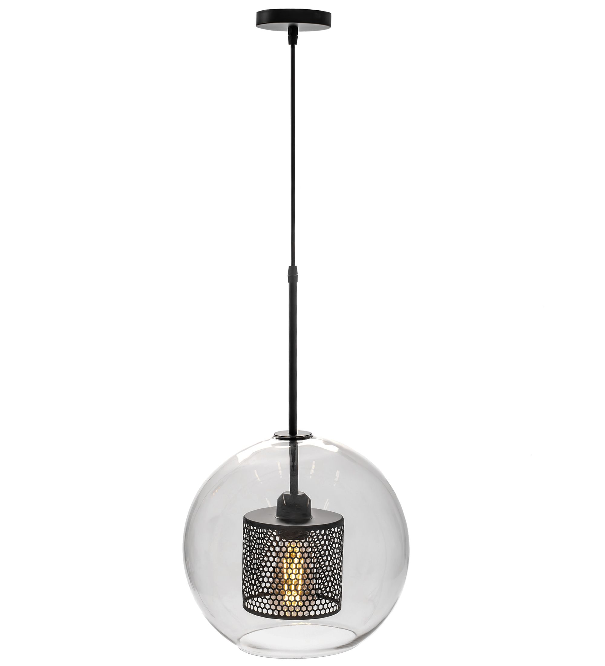 Toolight Skleněná závěsná lampa černá Loft APP559-1CP 30cm - Obrázek 2