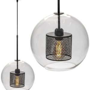 Toolight Skleněná závěsná lampa černá Loft APP559-1CP 30cm