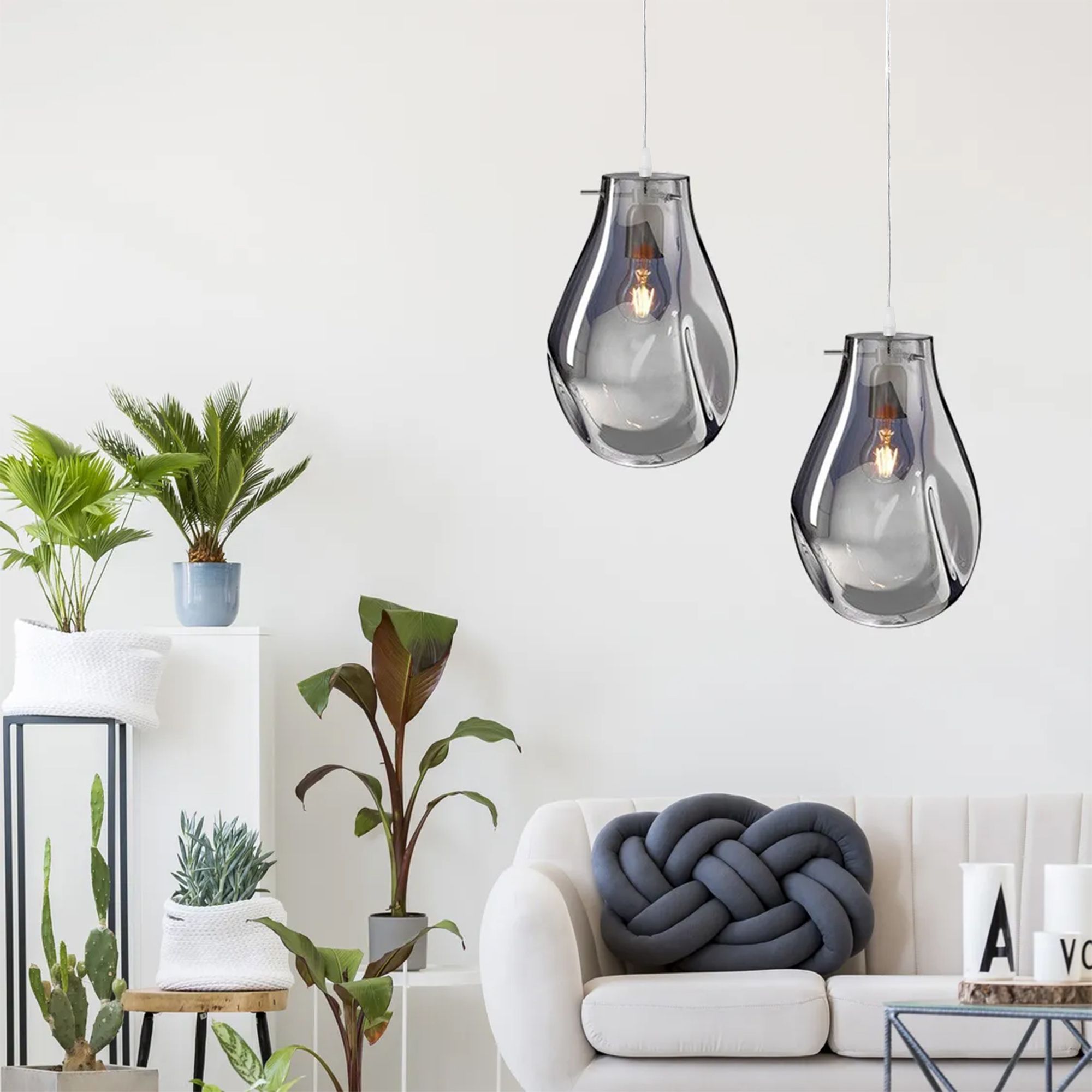 Toolight Skleněná závěsná stropní lampa APP329-1CP stříbrná - Obrázek 2
