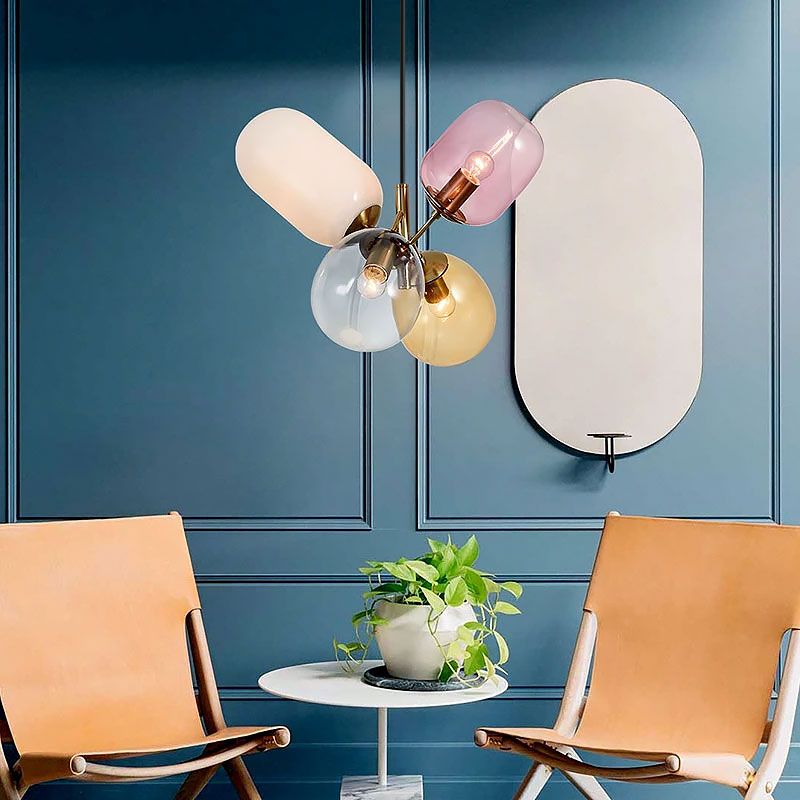 Toolight Skleněná závěsná stropní lampa vícebarevná APP436-4C - Obrázek 2